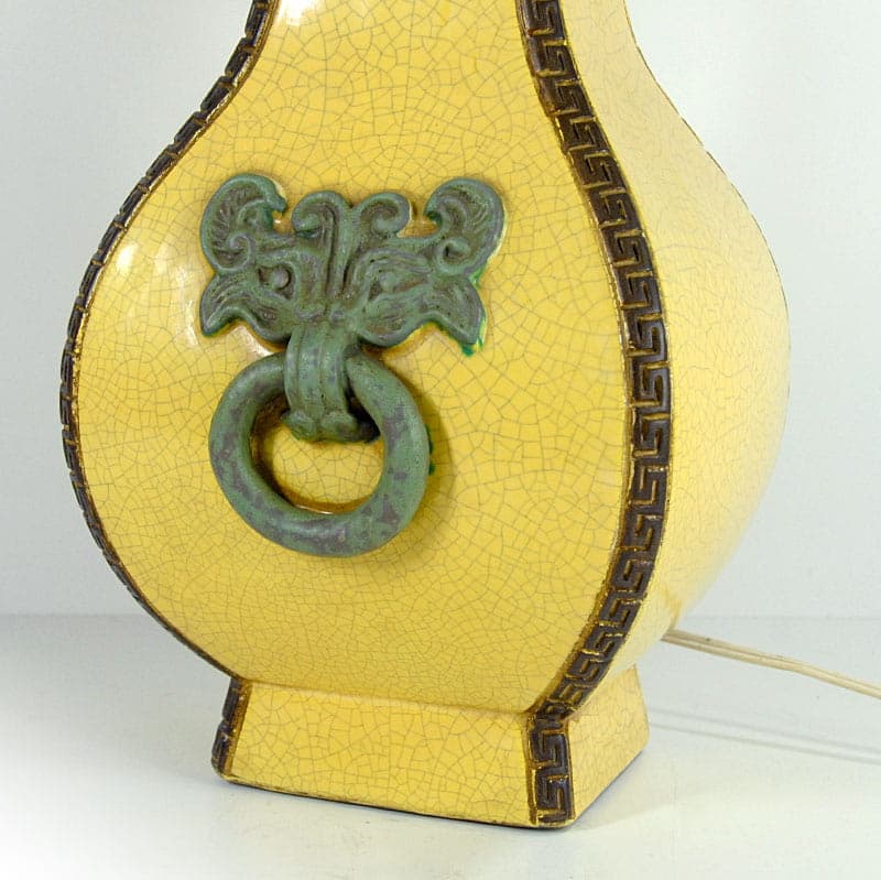 Table lamp, yellow ceramics, by U. Zaccagnini, Italy, 1960s. - 43591
