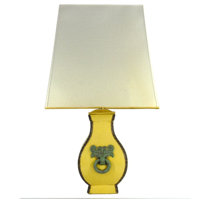 Table lamp, yellow ceramics, by U. Zaccagnini, Italy, 1960s. - 43588