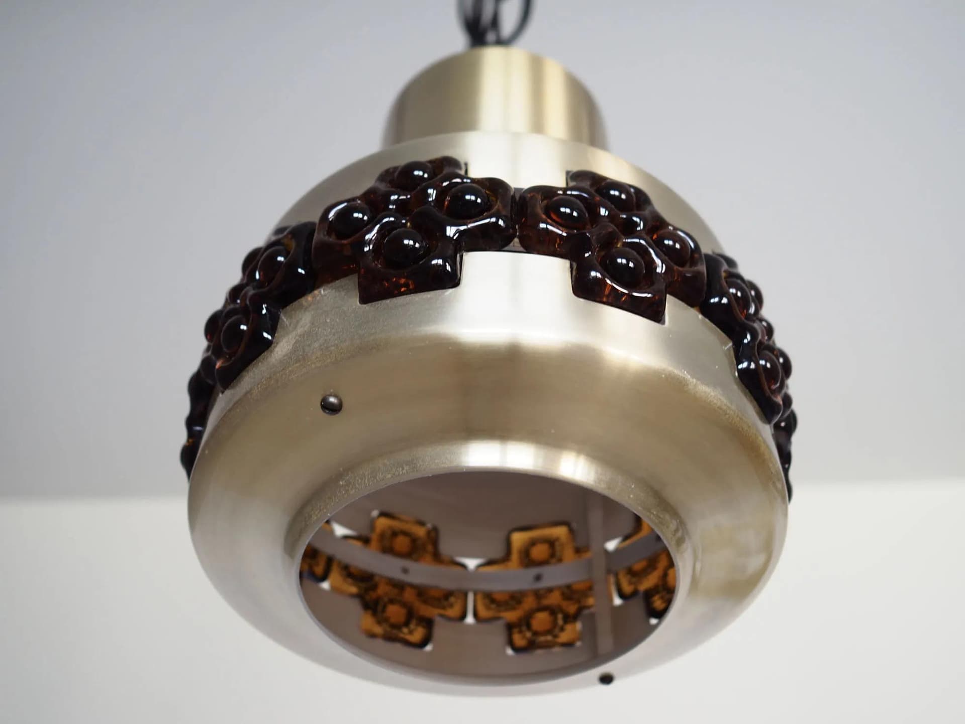 Pendant lamp, golden metal, Denmark, 1960s - 43220