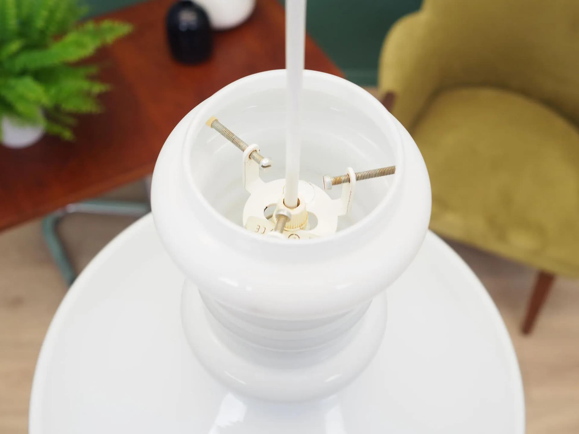 Pendant lamp, white glass, Holmegaard, Denmark, 1970s - 43208