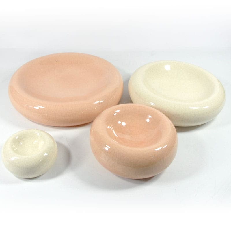 Zestaw mis modułowych, ceramika szkliwiona ivory white, proj. F. Chatain, Francja, lata 80. - 43567