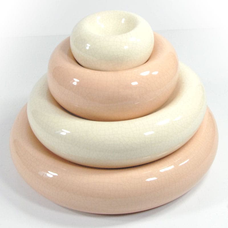 Zestaw mis modułowych, ceramika szkliwiona ivory white, proj. F. Chatain, Francja, lata 80. - 43561