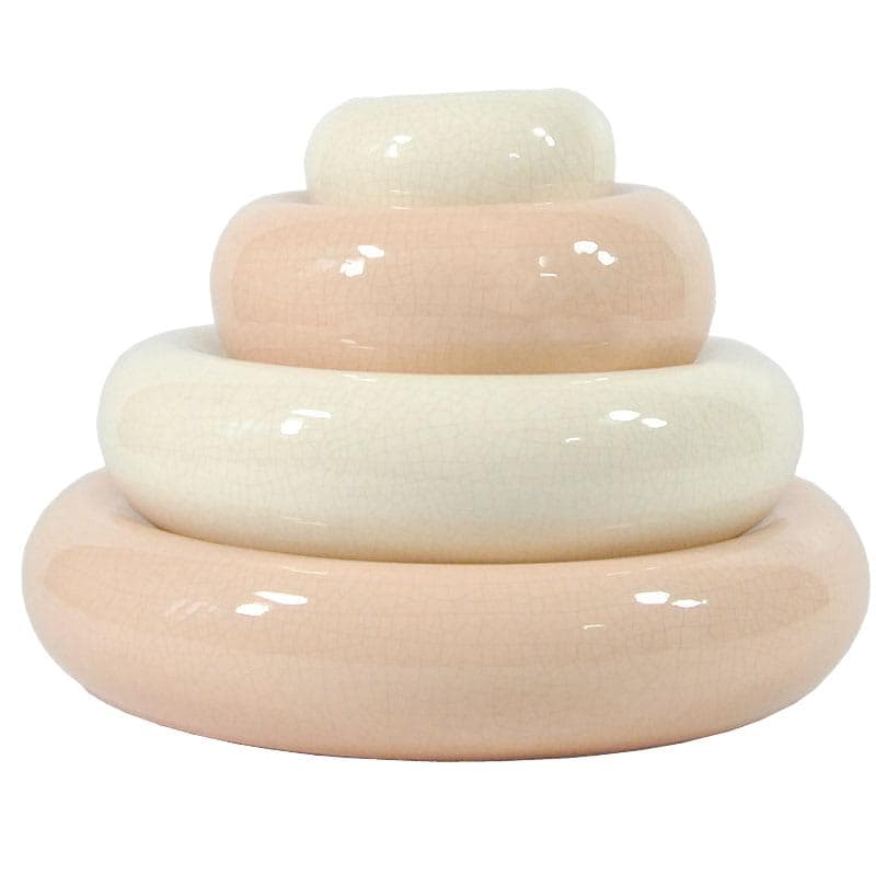 Set of Modular Bowls, Glazed Ceramic Ivory White, by F. Chatain, France, 1980s.