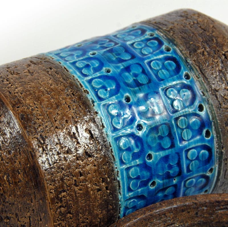 Set of vase and bowl Rimini Blue, turquoise, ceramics, by A. Londi, Bitossi, Italy, 1960s. - 43559