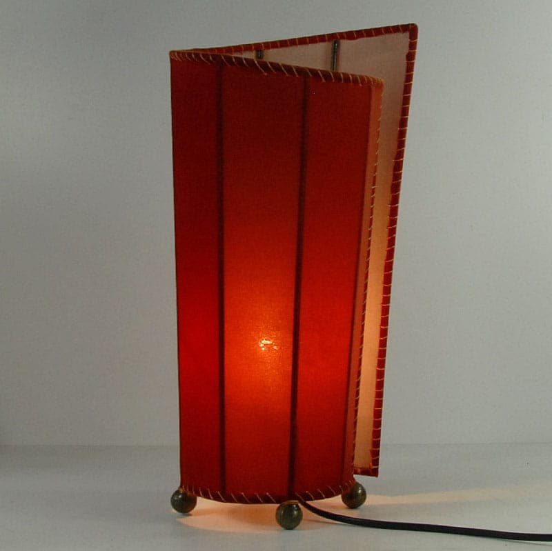 Lampa stołowa postmodernistyczna, velvet czerwony, metal, lata 80. - 43541