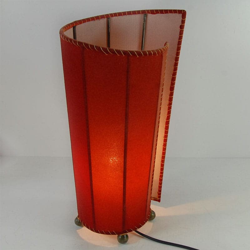 Lampa stołowa postmodernistyczna, velvet czerwony, metal, lata 80. - 43543