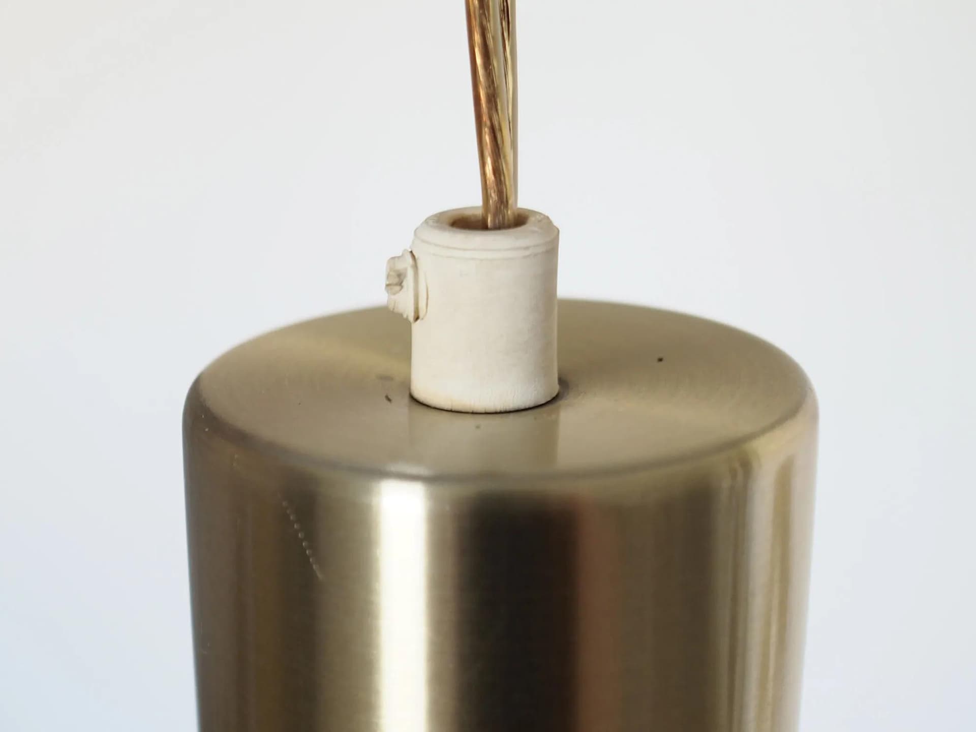 Pendant lamp, brown glass, gold metal, Denmark, 1970s. - 43176