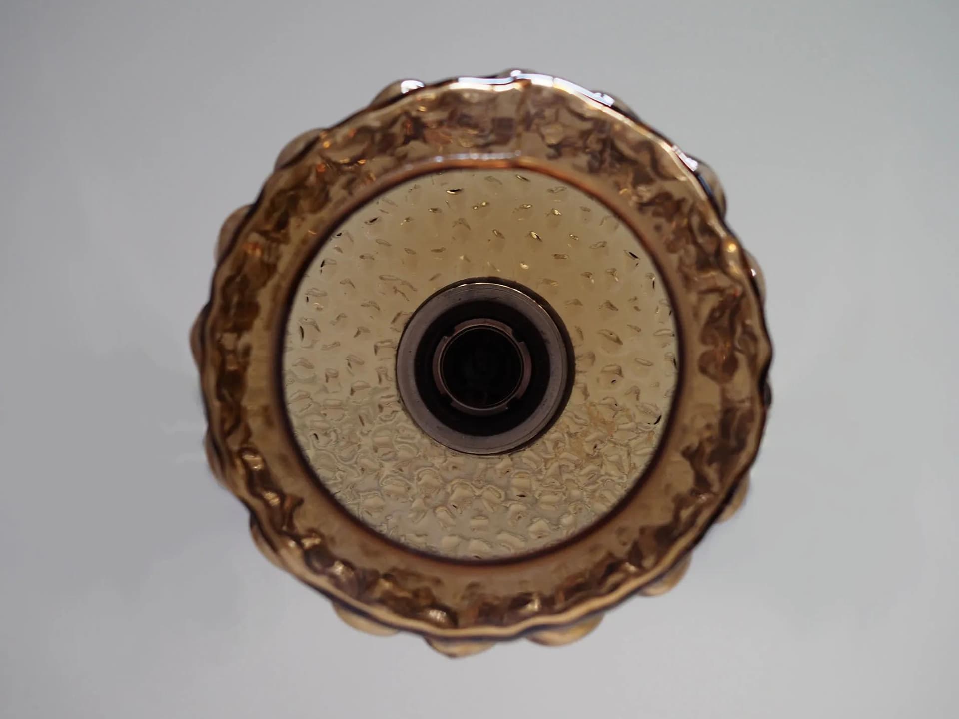 Pendant lamp, brown glass, gold metal, Denmark, 1970s. - 43183