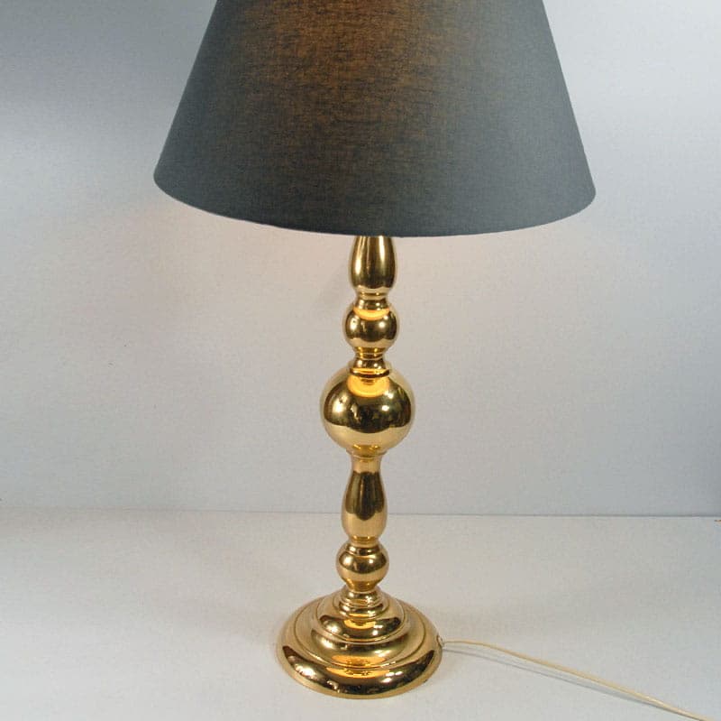 Table lamp, polished brass black shade, Sweden, 1970s. - 43506