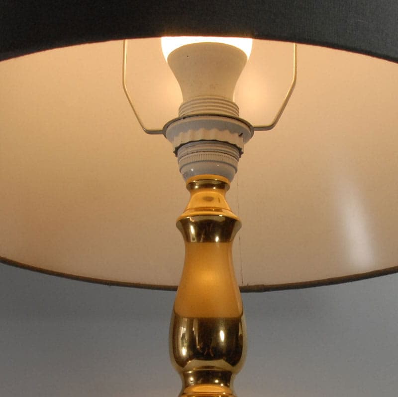 Table lamp, polished brass black shade, Sweden, 1970s. - 43508