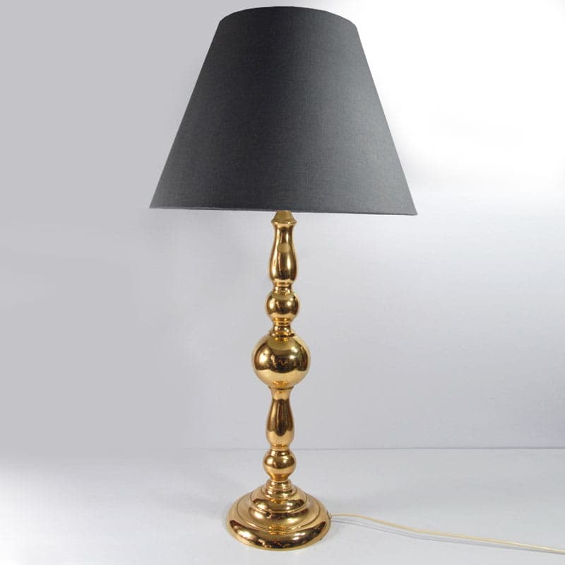 Table lamp, polished brass black shade, Sweden, 1970s. - 43504
