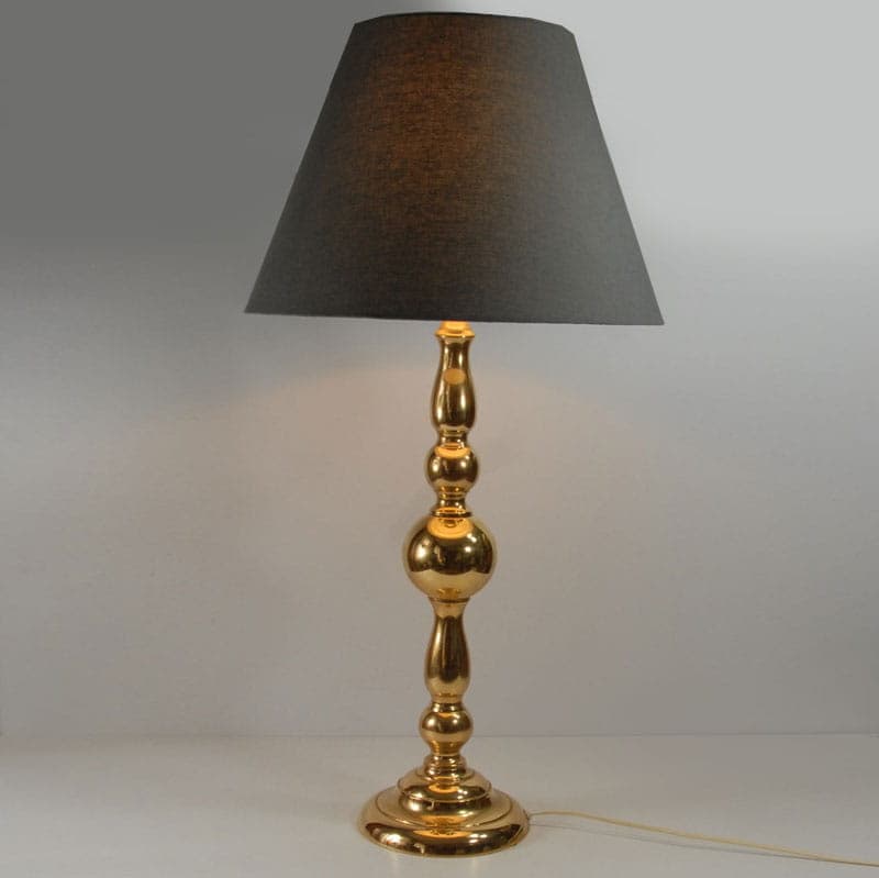Table lamp, polished brass black shade, Sweden, 1970s. - 43505