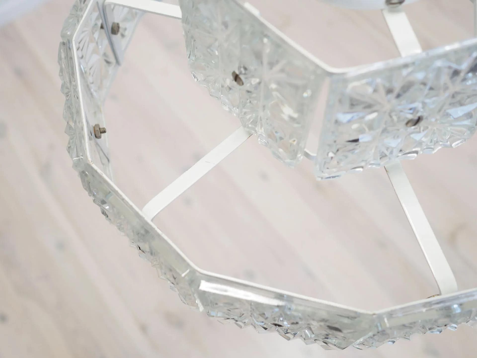 Lampa wisząca, szkło białe, metal biały, Dania, lata 70. - 43962