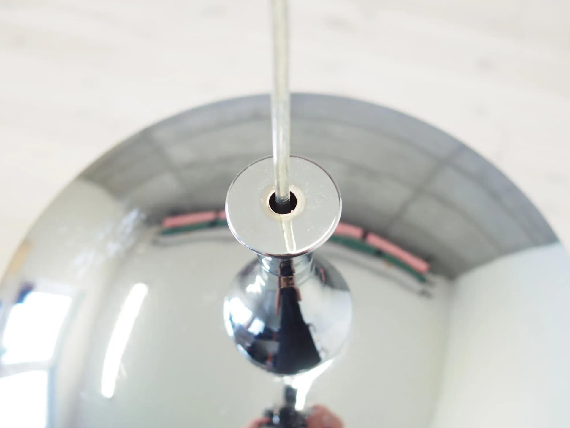 Lampa wisząca, srebrny metal, szkło białe, Dania, lata 80. - 43944