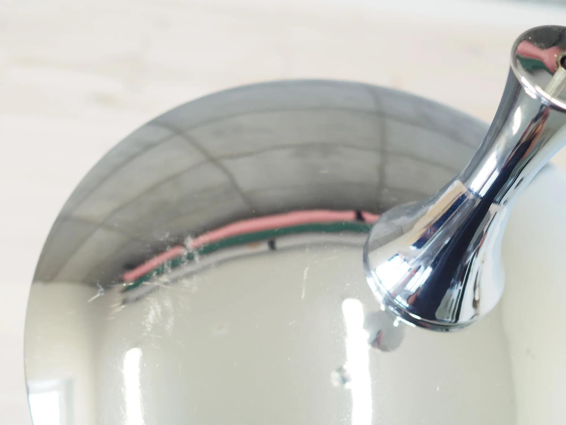 Lampa wisząca, srebrny metal, szkło białe, Dania, lata 80. - 43947