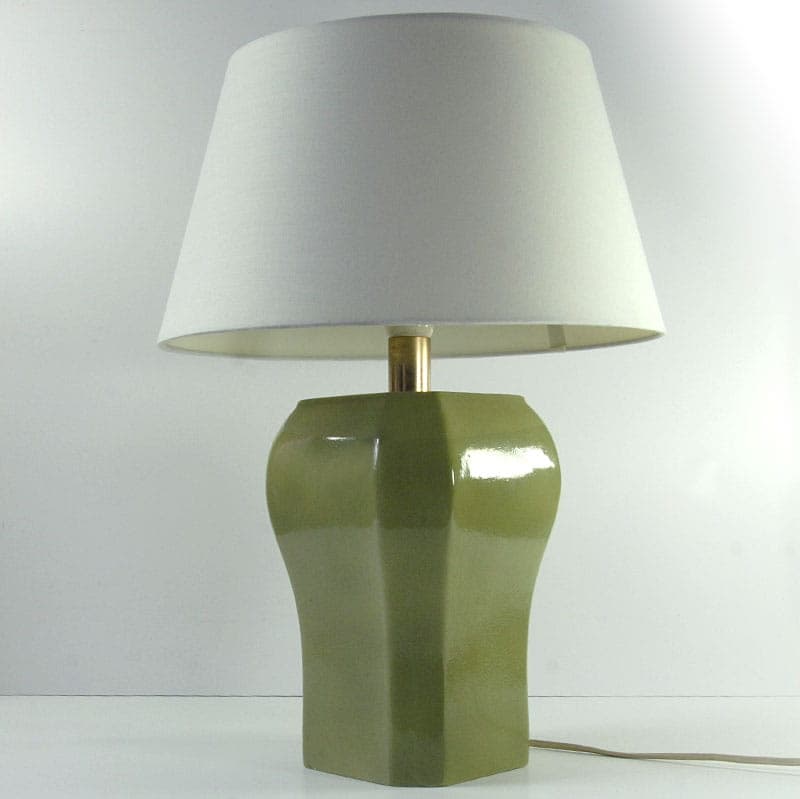 Table Lamp, olive ceramics, France, 1970s. - 43480