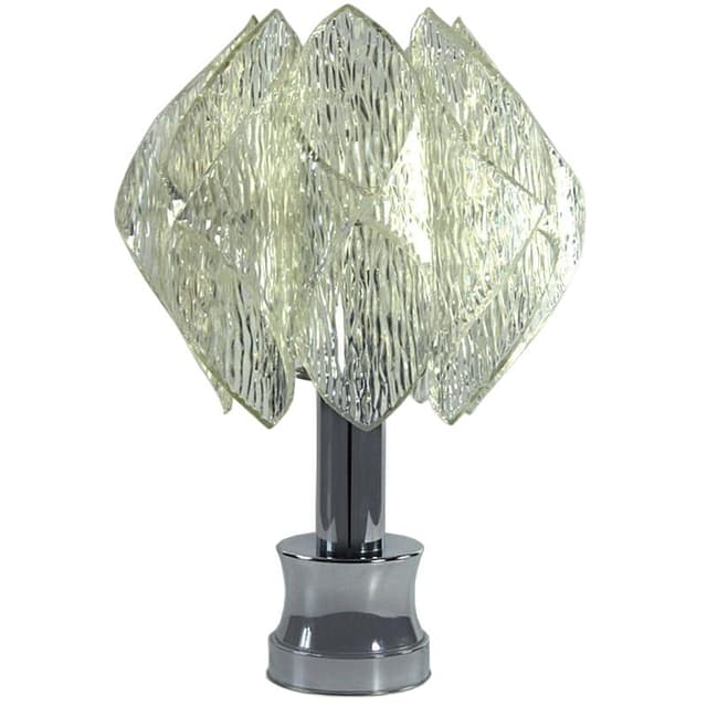 Lampa stołowa Space Age, transparent, chromowana stal, plastik, Belgia, lata 70. - WYMIARY