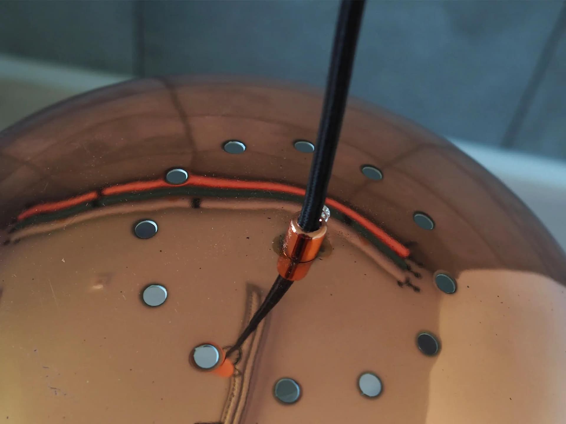 Pendant lamp, pink metal, Denmark, 1990s - 43918