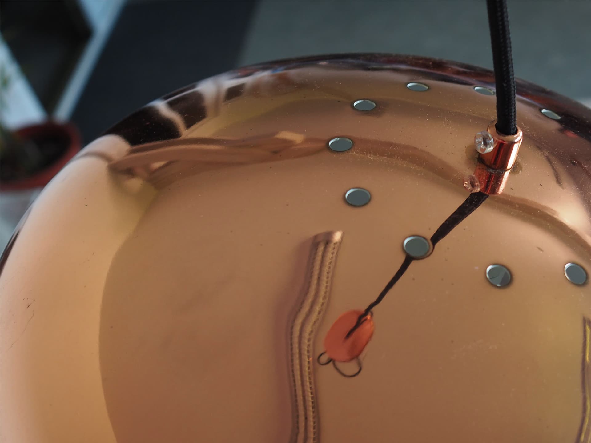 Pendant lamp, pink metal, Denmark, 1990s - 50831