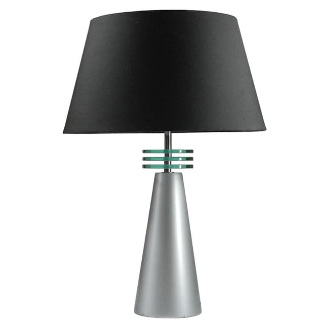 Table Lamp Memphis, silver, lacquered wood, chromed metal, glass, France, 1980s. - DIMENSION