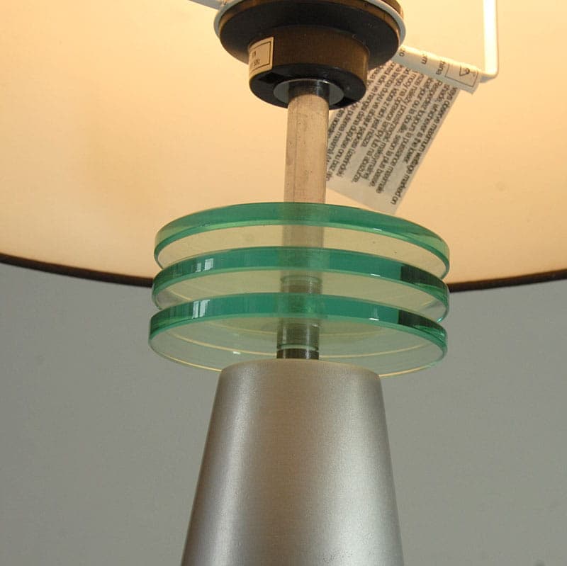 Table Lamp Memphis, silver, lacquered wood, chromed metal, glass, France, 1980s. - 43451