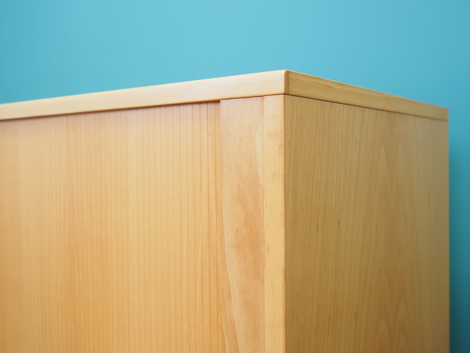 Cabinet, light brown ash, black metal, Denmark, 1970s. - 50816