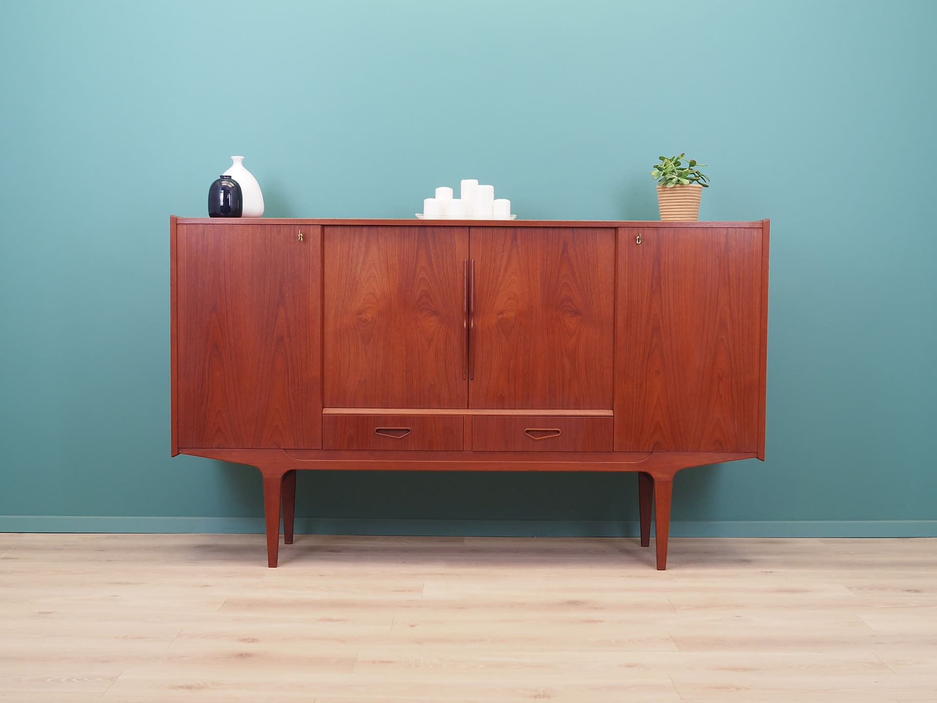 Highboard, teak brązowy, Dania, lata 60. - 50801