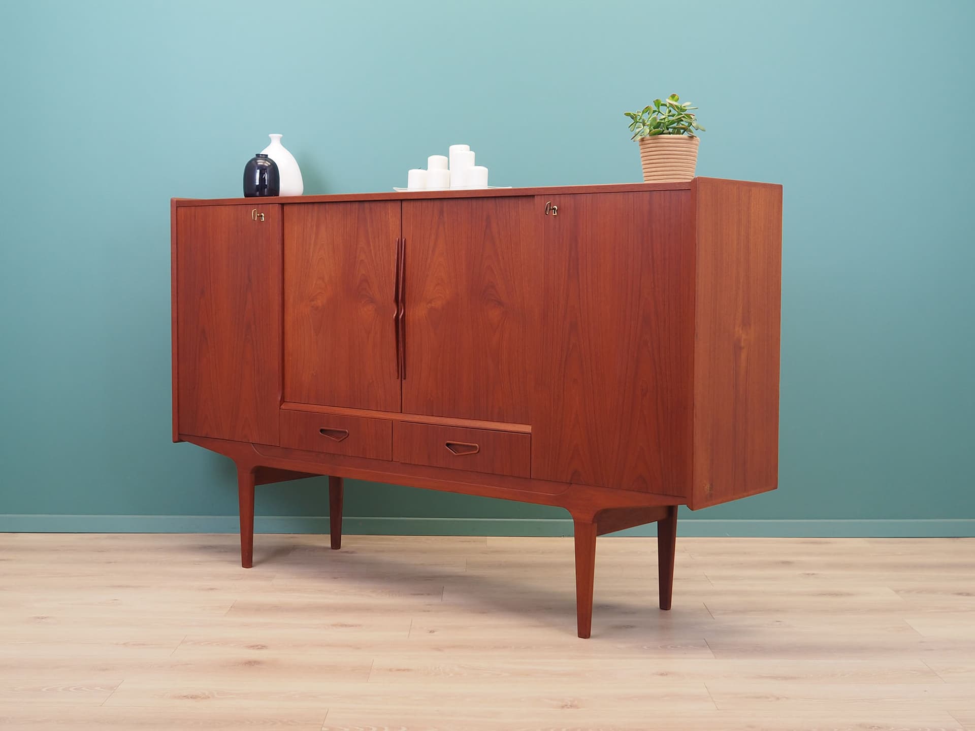 Highboard, teak brązowy, Dania, lata 60. - 50802