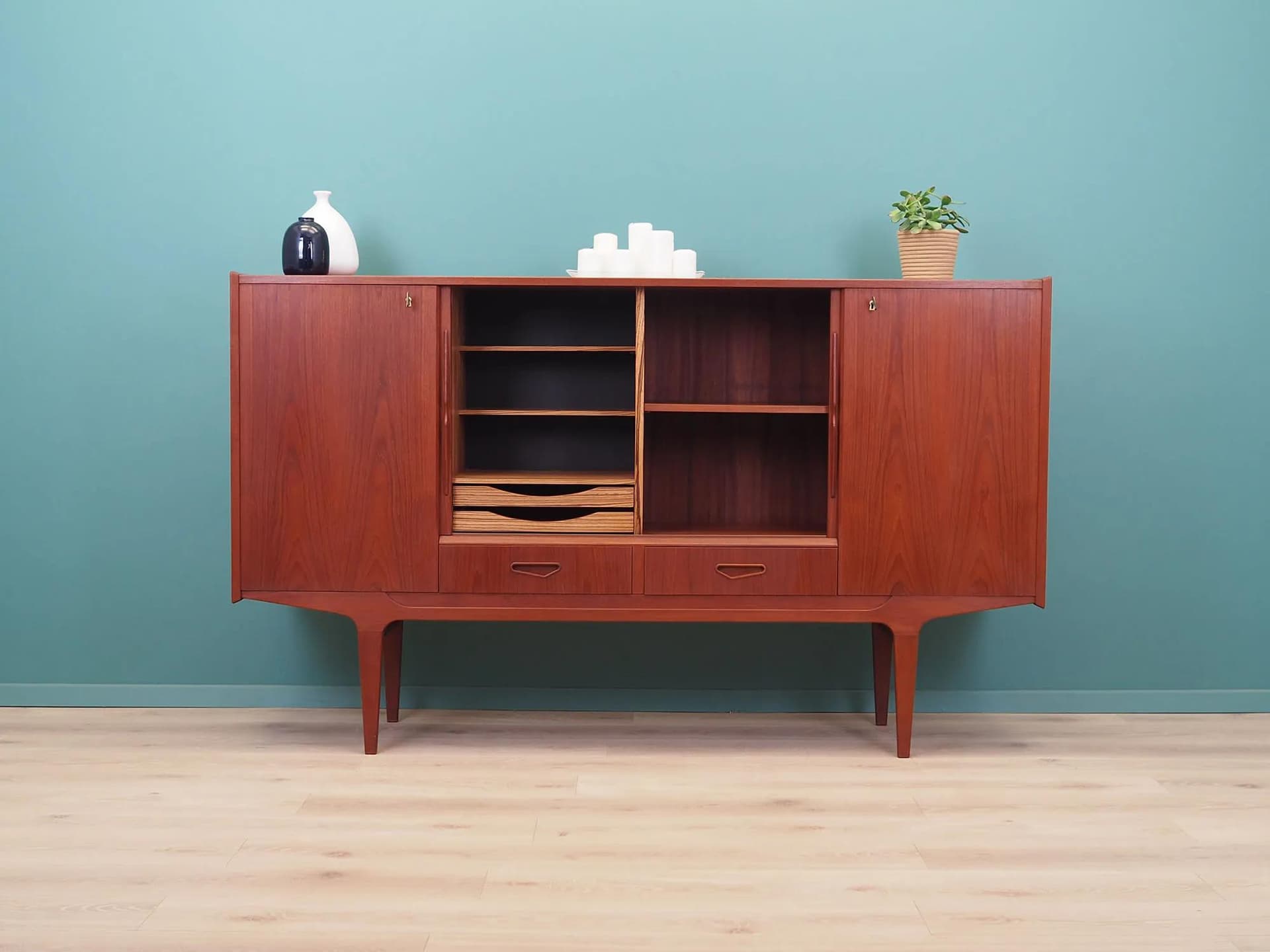 Highboard, teak brązowy, Dania, lata 60. - 43879