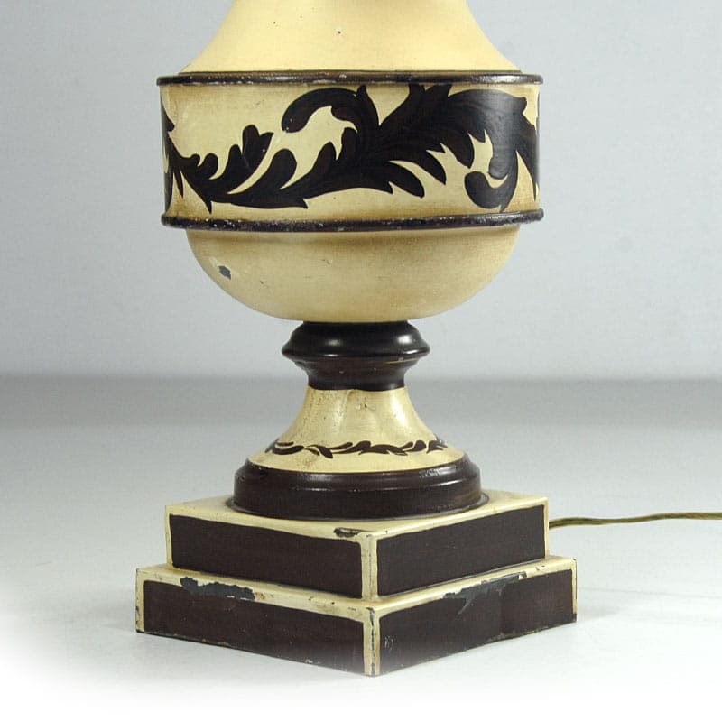 Table lamp, ivory white black, metal, Italy, 1940s. - 43424