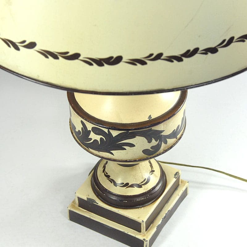 Table lamp, ivory white black, metal, Italy, 1940s. - 43421