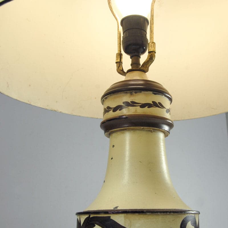 Table lamp, ivory white black, metal, Italy, 1940s. - 43426
