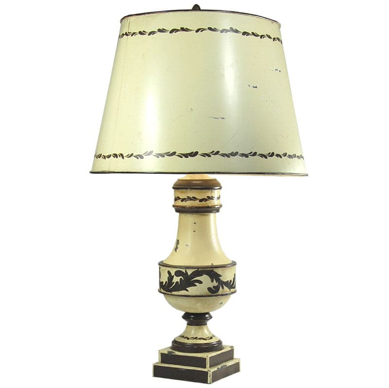 Table lamp, ivory white black, metal, Italy, 1940s. - 43420