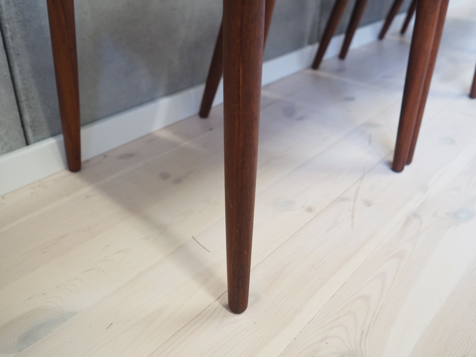 Komplet czterech krzeseł, palisander zielony velvet, proj. K. Kristiansen, Dania, lata 70. - 50784