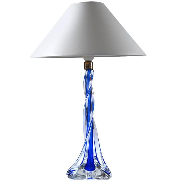 Lampa stołowa Murano, szkło kryształowe niebieski, Włochy, lata 60. - WYMIARY