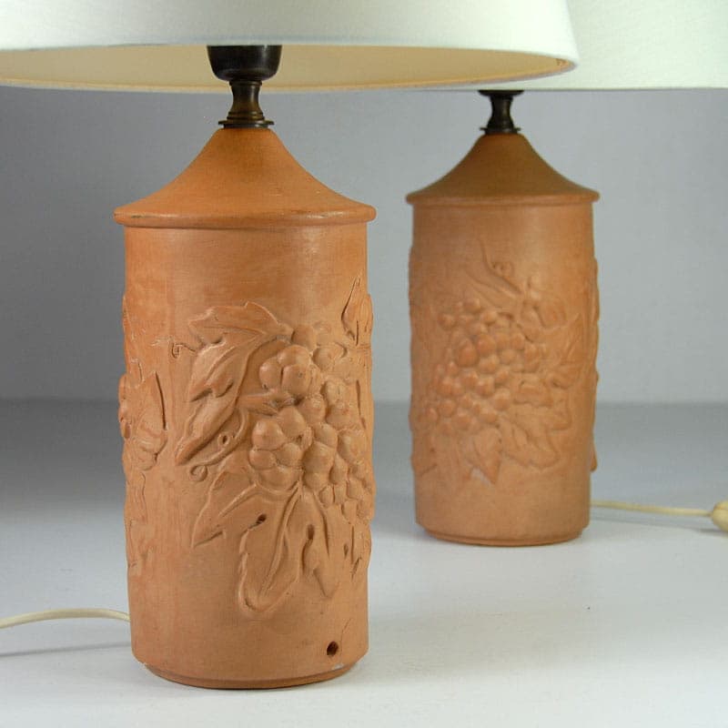 Pair of table lamps, beige terracotta, Italy, 21st c. - 44189