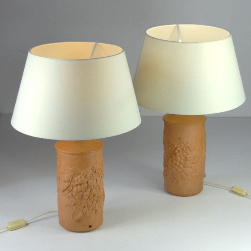 Pair of table lamps, beige terracotta, Italy, 21st c. - 44190