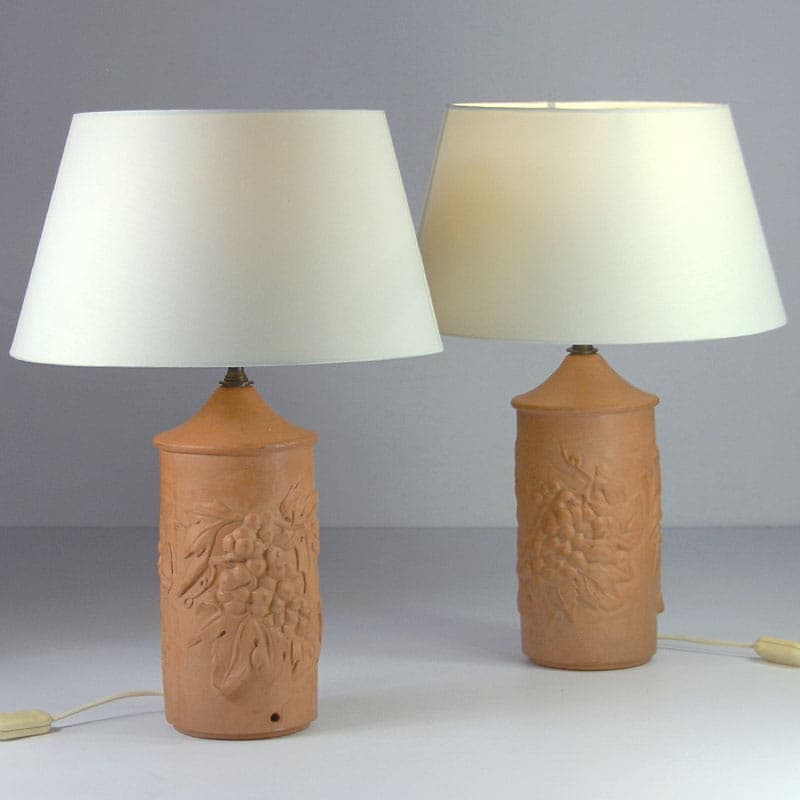 Pair of table lamps, beige terracotta, Italy, 21st c. - 44186