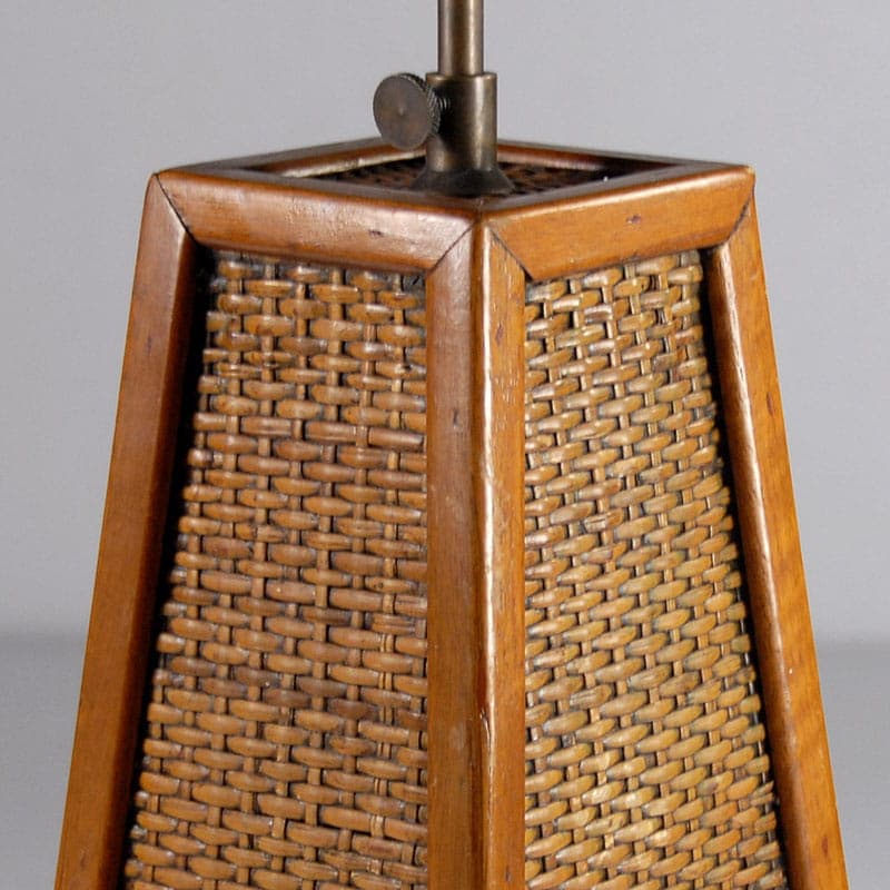 Table lamp, brown, wood rattan fabric, France, 1960s. - 44177