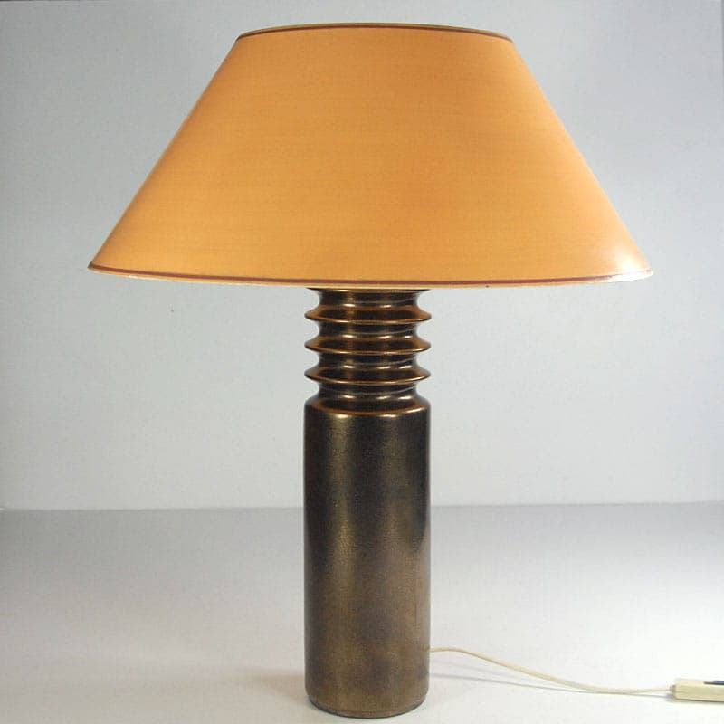 Table lamp, dark brown ceramic, by U. Kristiansson, Ö. Kristiansson, for Luxus, Sweden, 1970s. - 44161