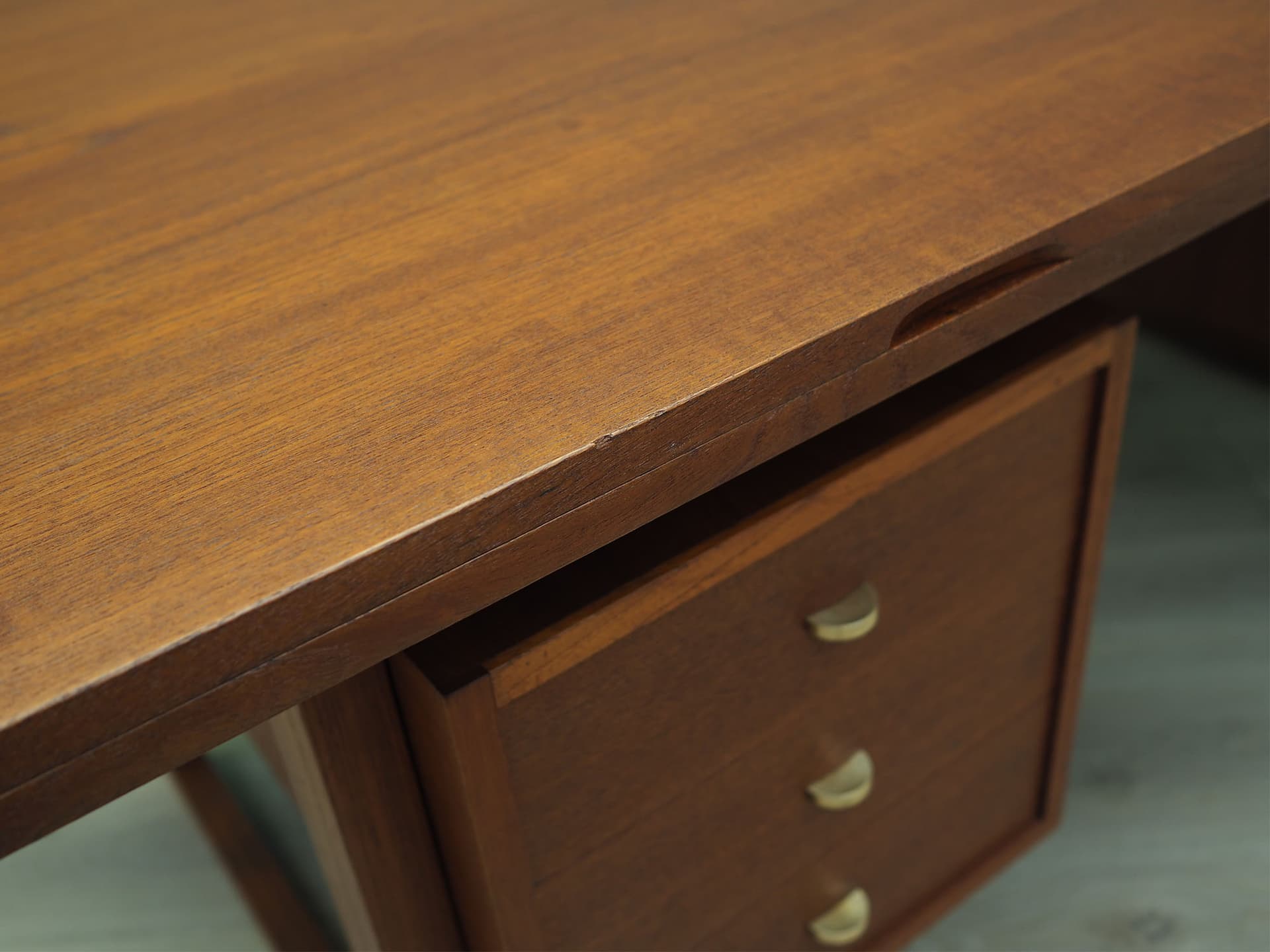 Desk, brown teak, Denmark, 1970s - 50640