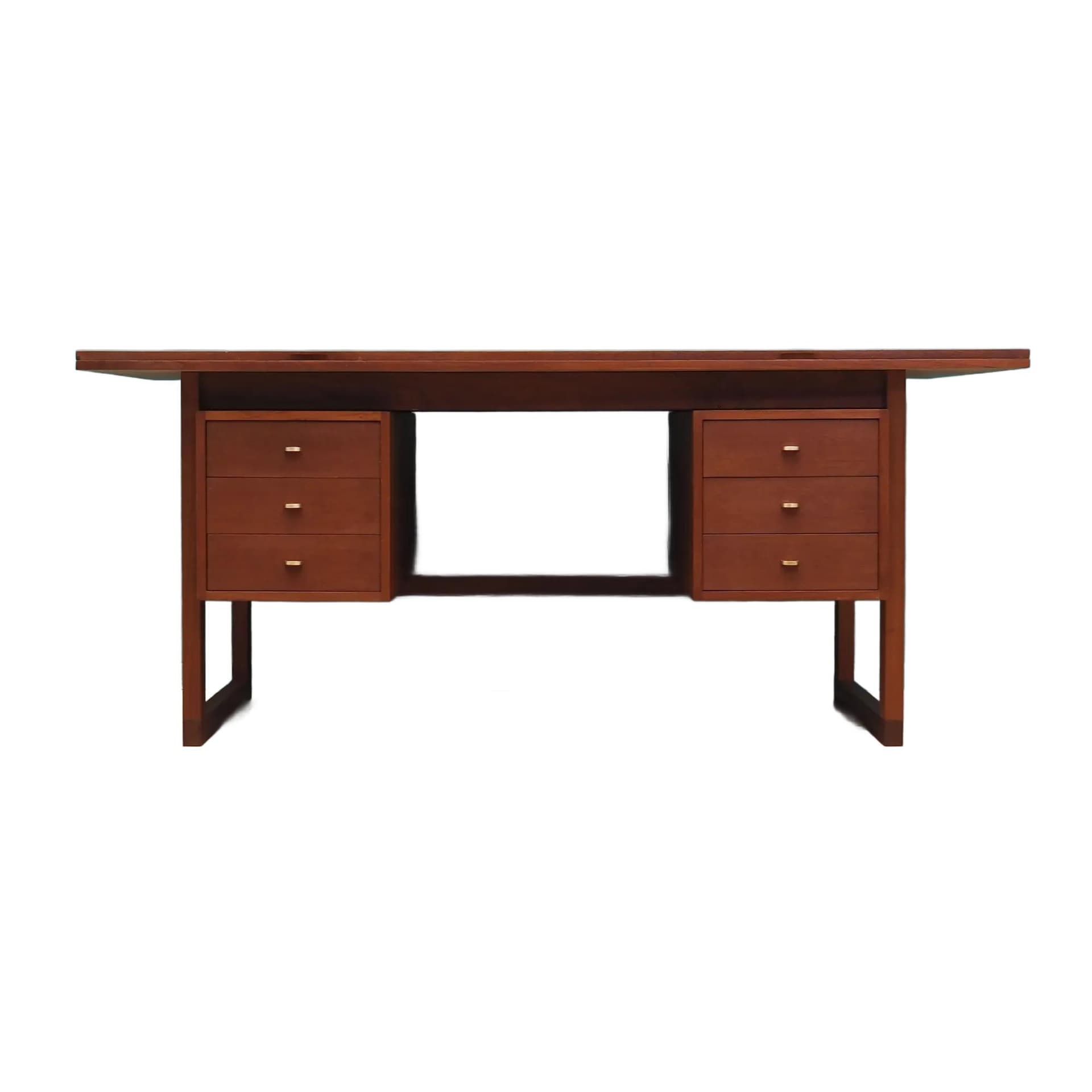 Desk, brown teak, Denmark, 1970s