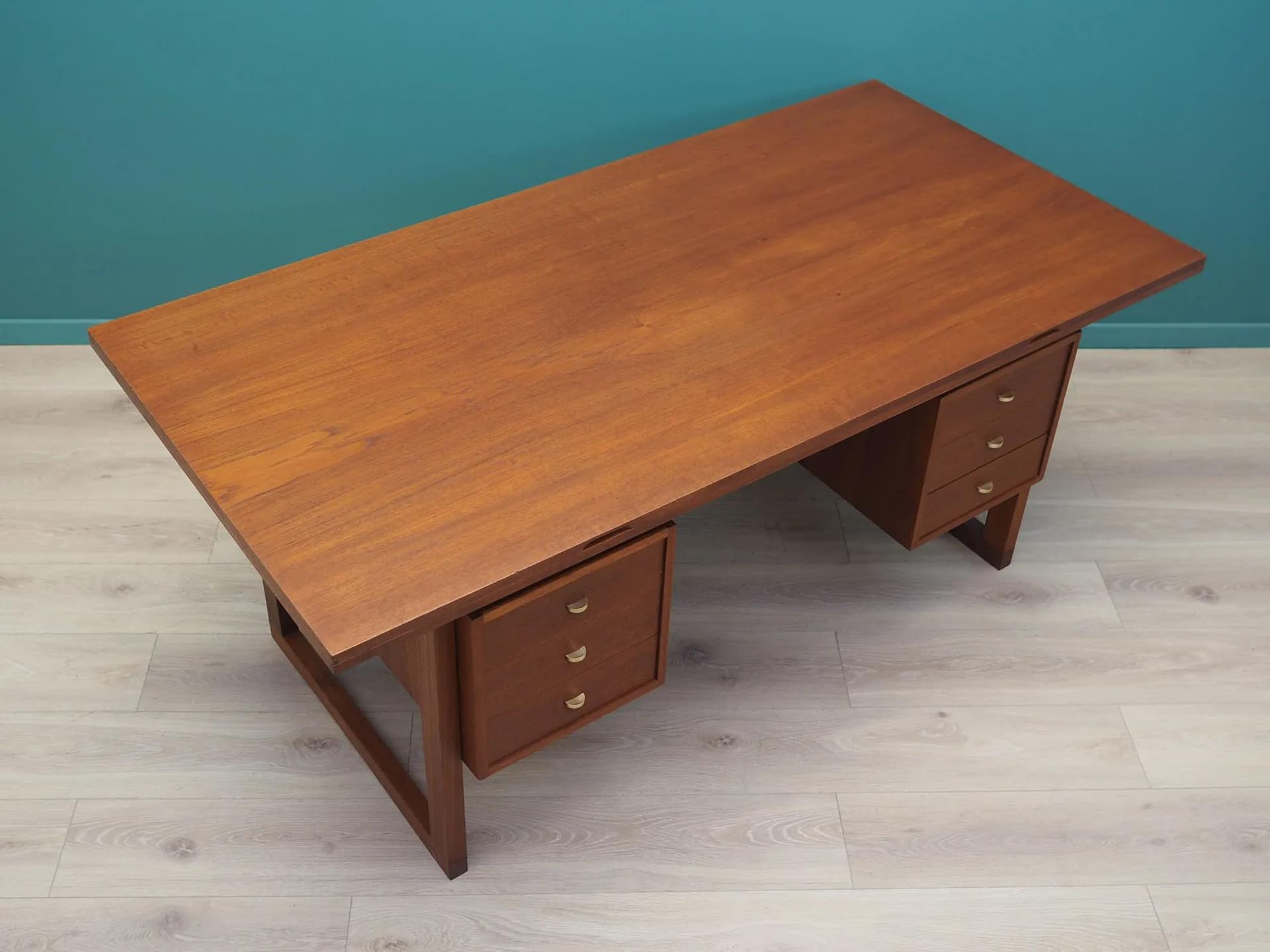 Desk, brown teak, Denmark, 1970s - 43708
