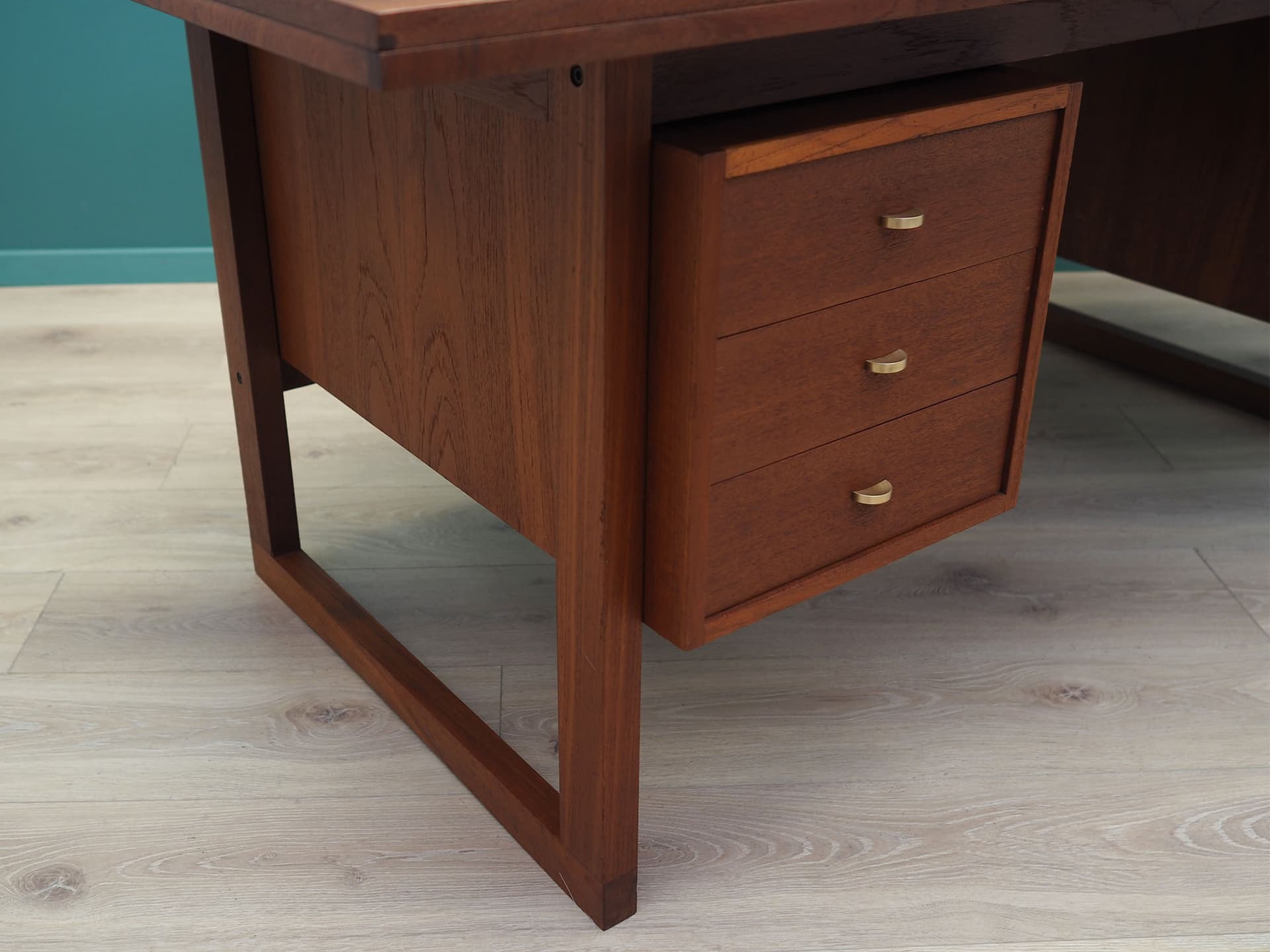 Desk, brown teak, Denmark, 1970s - 50642