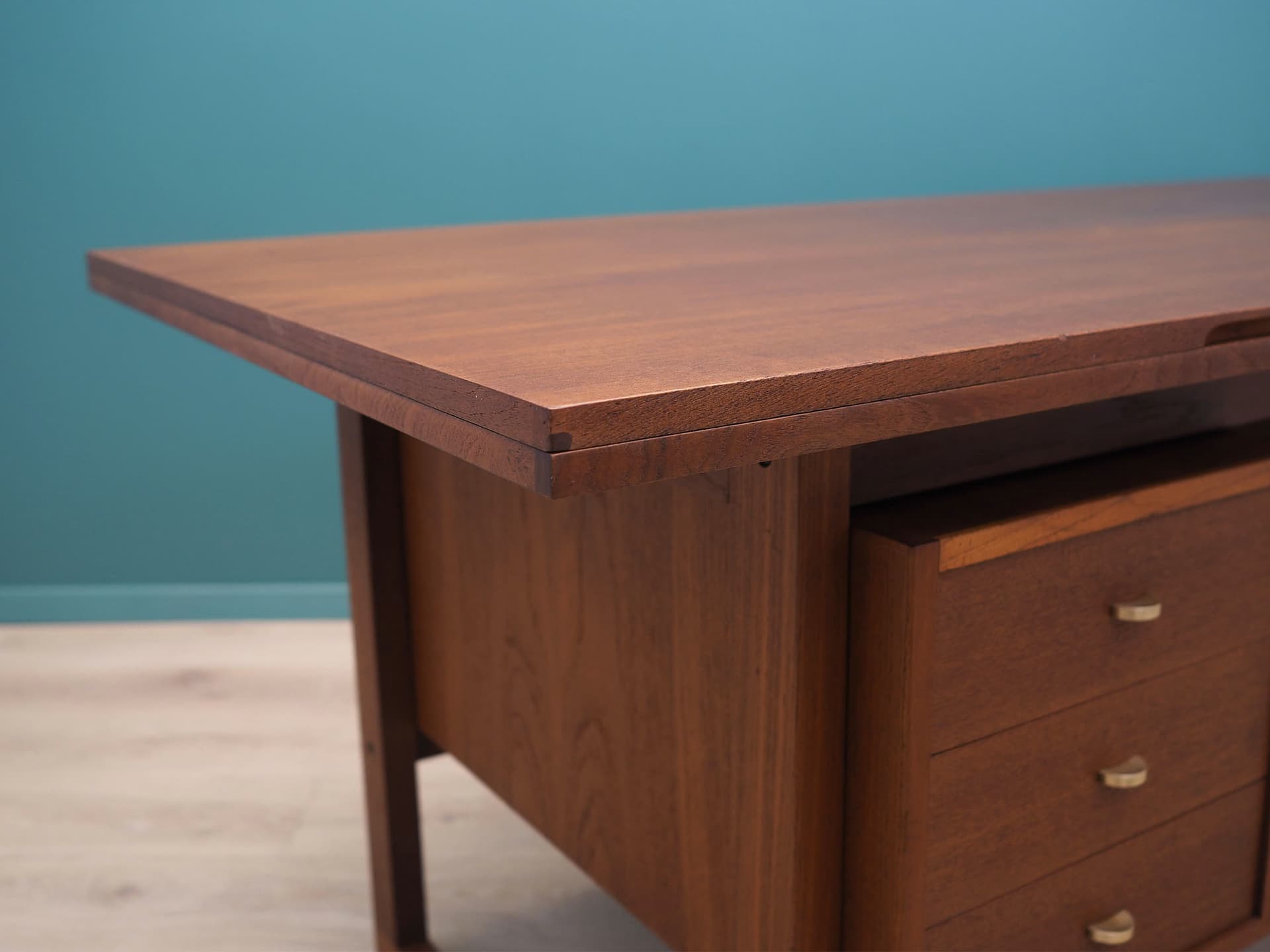 Desk, brown teak, Denmark, 1970s - 50641