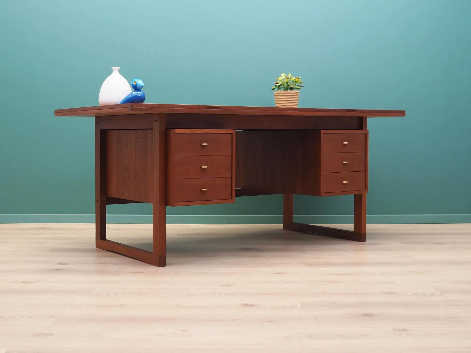 Desk, brown teak, Denmark, 1970s - 43706