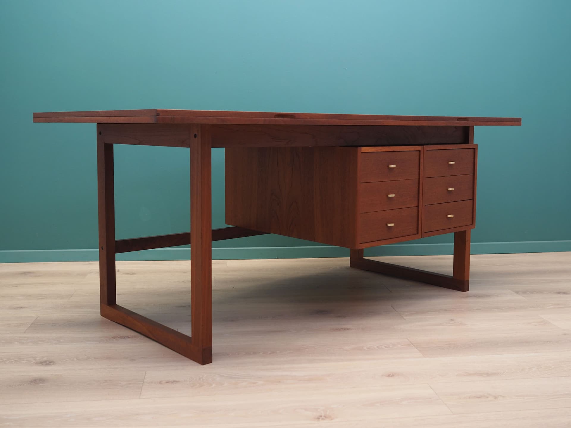 Desk, brown teak, Denmark, 1970s - 50644