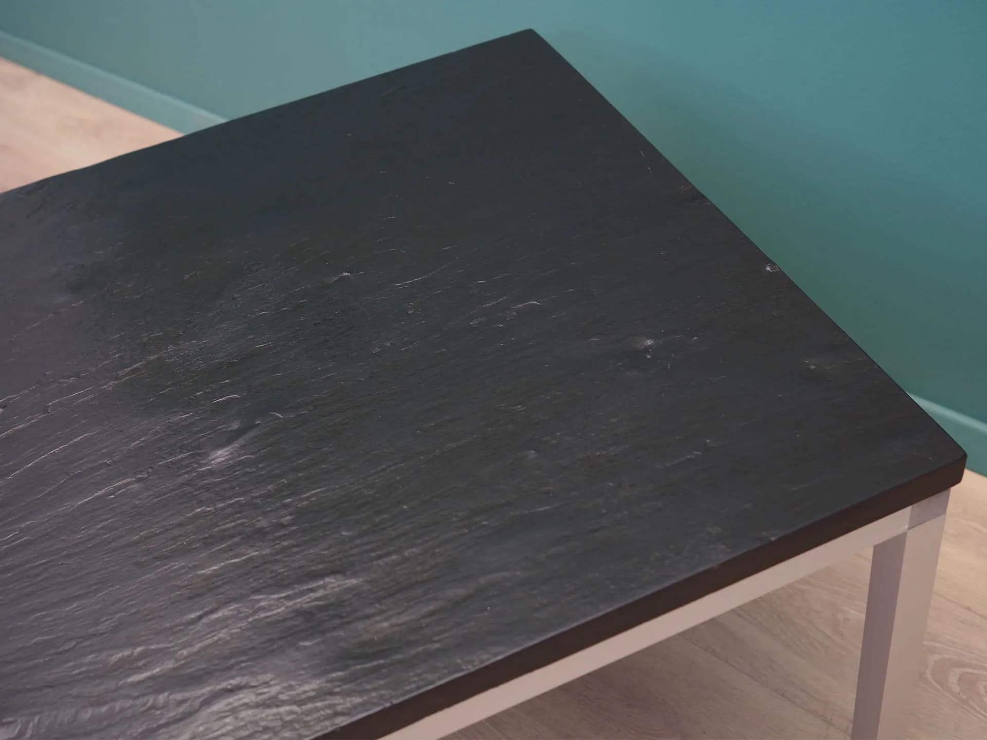 Coffee table, black slate top, aluminium, Denmark, 1970s. - 43666