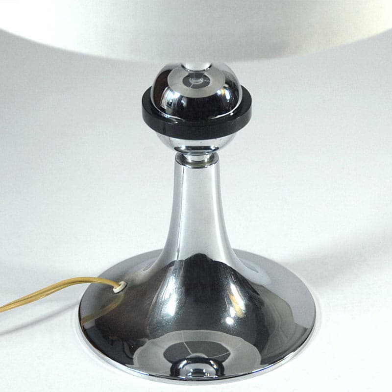 Table lamp Space Age, ivory white, chrome steel, Belgium, 1970s. - 44088