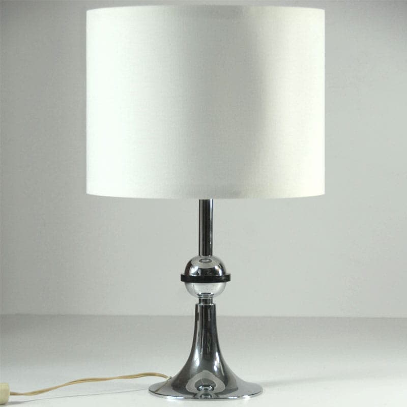 Table lamp Space Age, ivory white, chrome steel, Belgium, 1970s. - 44083